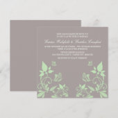 Invitation au mariage floral de papillon vert (Devant / Derrière)