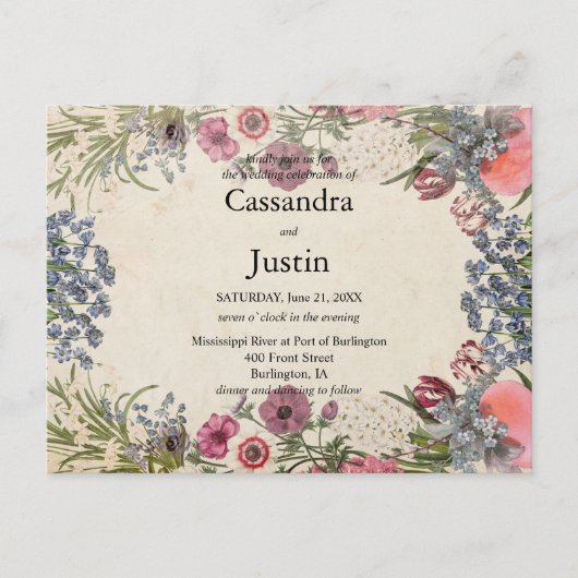 Invitation au mariage floral du printemps (Devant)
