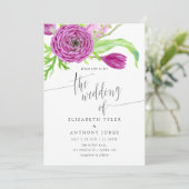 Invitation au mariage floral violet et prune (Debout devant)