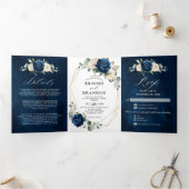 Invitation au mariage géométrique triplé blanc ivo (Intérieur)