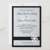 Invitation au mariage hivernal de Snowflake - Noir (Devant)