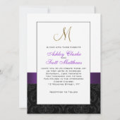 Invitation au mariage initial pour un damas noir v (Dos)