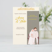 Invitation au mariage islamique doré beige (Debout devant)