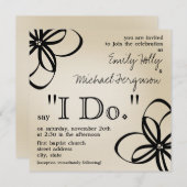 Invitation au mariage moderne - Tan & Black I Do & (Devant / Derrière)