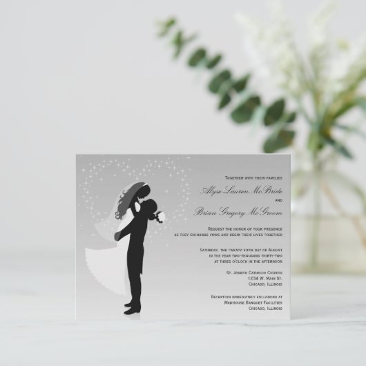 Invitation au mariage officiel Silver Ombre Silhou (Debout devant)