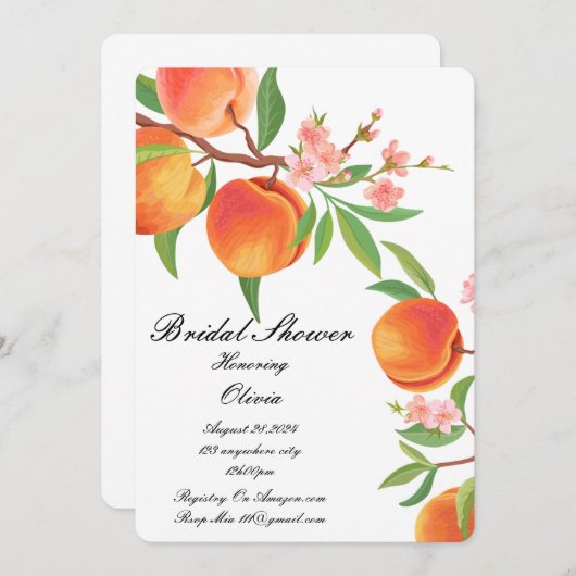 INVITATION AU MARIAGE PEACH (Devant / Derrière)