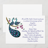 Invitation au mariage Peacock-1 (Devant / Derrière)