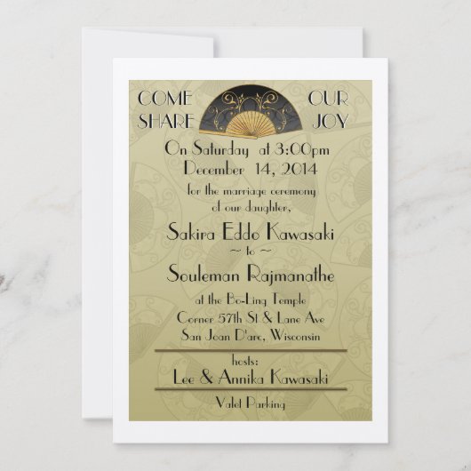 Invitation au mariage personnalisé Fan Elegant (Mo (Devant)