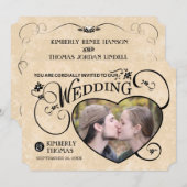 Invitation au mariage personnalisé Gold & Black (Devant / Derrière)