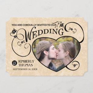 Invitation au mariage personnalisé Gold & Black