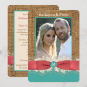 Invitation au mariage PHOTO de la dentelle de FAUX (Devant / Derrière)