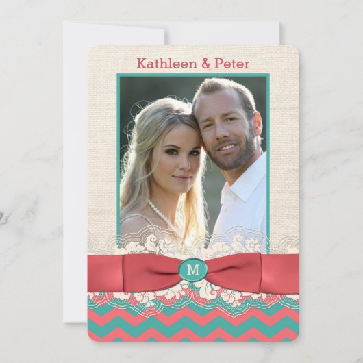 Invitation au mariage PHOTO de la dentelle de FAUX (Devant)