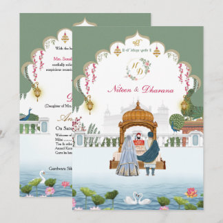 Invitation au mariage sikh royal punjabi Anand Kar