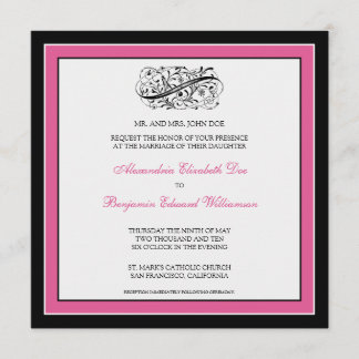 Invitation au mariage simple et élégante (noir/fus