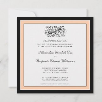 Invitation au mariage simple et élégante (noir/pêc