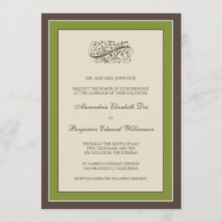Invitation au mariage simple et élégante (olive)