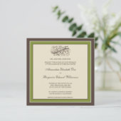 Invitation au mariage simple et élégante (olive) (Debout devant)