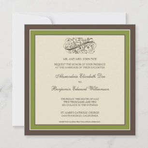 Invitation au mariage simple et élégante (olive)