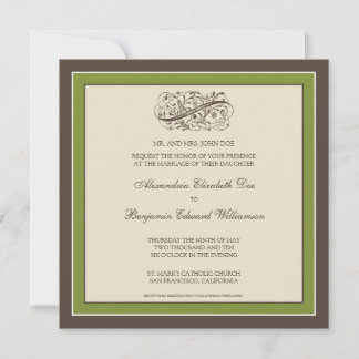 Invitation au mariage simple et élégante (olive)