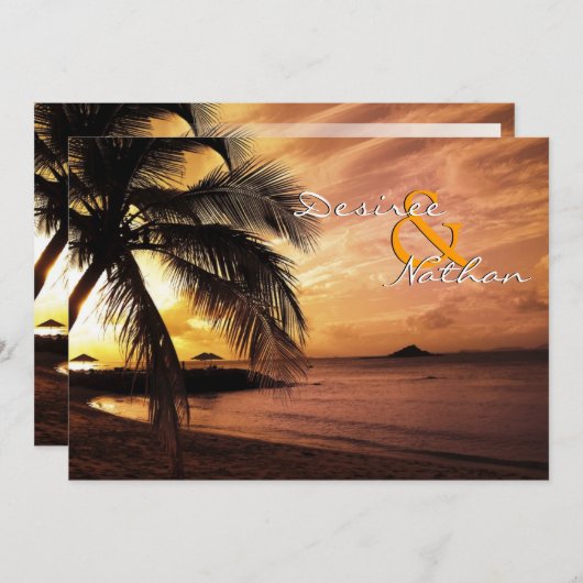 Invitation au mariage Sunset Beach (Devant / Derrière)