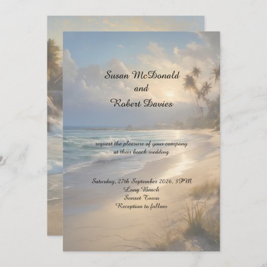 Invitation au mariage sur la plage (Devant / Derrière)