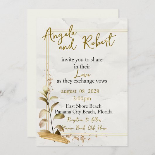 Invitation au mariage sur la plage (Devant / Derrière)