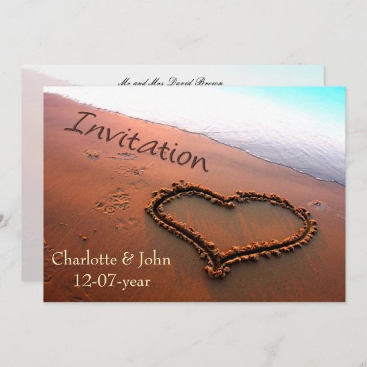Invitation au mariage sur la plage (Devant / Derrière)