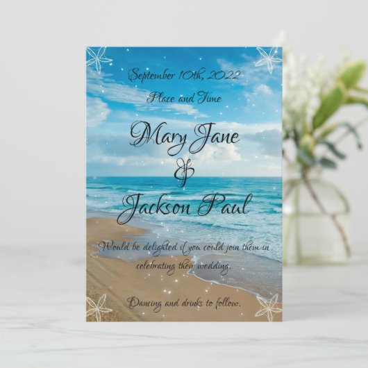 Invitation au mariage sur la plage (Debout devant)
