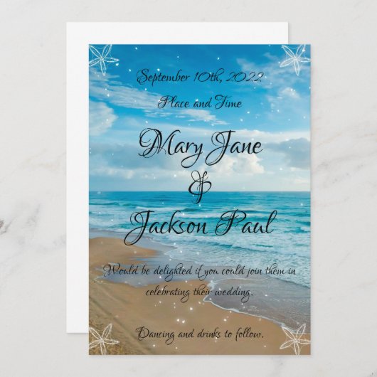 Invitation au mariage sur la plage (Devant / Derrière)
