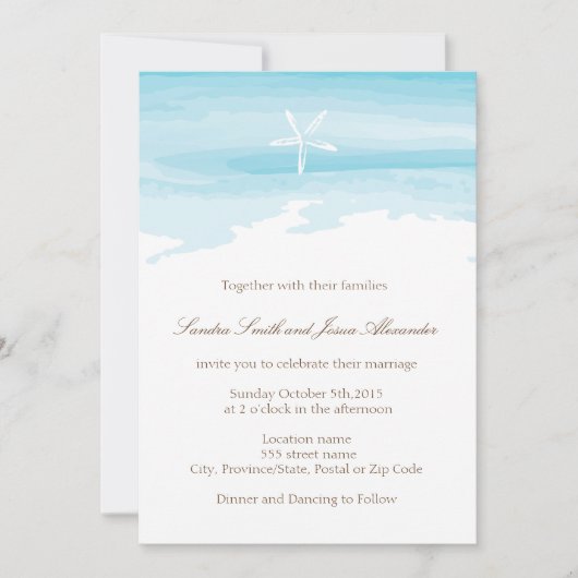 Invitation au mariage sur la plage (Devant)