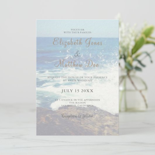 Invitation au mariage sur la plage/Mariage en bord (Debout devant)