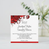Invitation au mariage sur mesure à la florale roug (Debout devant)