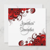 Invitation au mariage sur mesure à la florale roug (Dos)