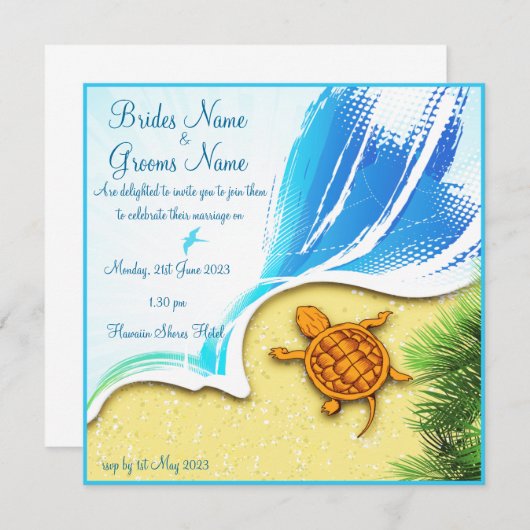 invitation au mariage sur plage (Devant / Derrière)