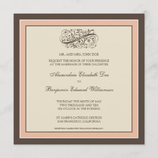Invitation au mariage tout simple (rose bébé)