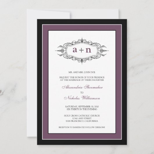 Invitation au mariage tout simplement élégante (au (Devant)