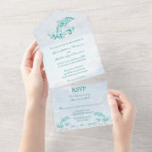 Invitation au mariage turquoise Dolphin All in One (Déchirure)