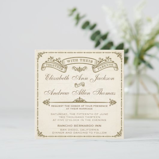 Invitation au mariage vintage (Debout devant)