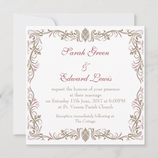 Invitation au mariage vintage (Devant)