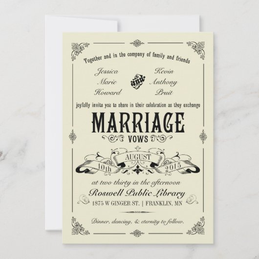Invitation au mariage Vintage (Devant)