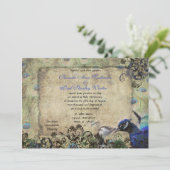 Invitation au mariage vintage de Kissing Peacock (Debout devant)