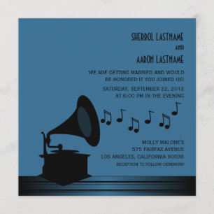 Invitation au mariage Vintage noir/bleu