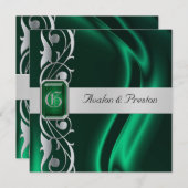 Invitation au Marquis Emerald Silk Green Jewel (Devant / Derrière)