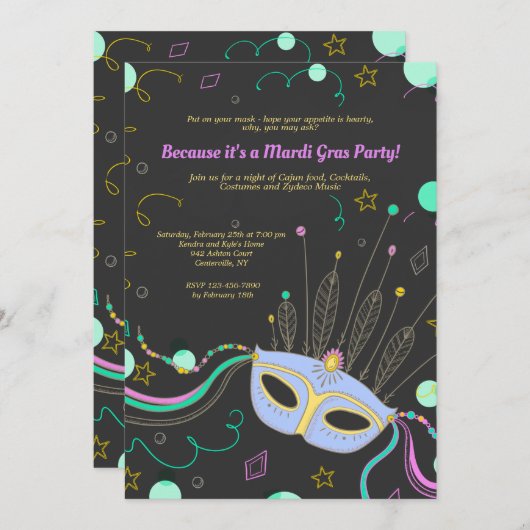 Invitation au Masque Carnaval (Devant / Derrière)