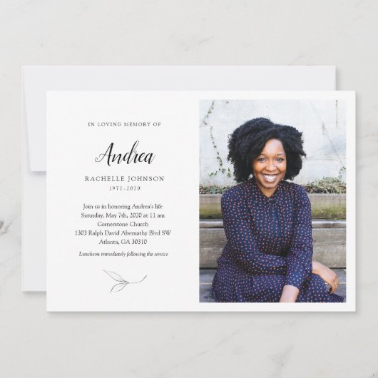 Invitation au mémorial des Feuilles gracieux avec  (Devant)