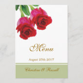 Invitation au menu de mariage à deux roses rouges (Devant)