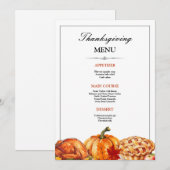 Invitation au menu du dîner de Thanksgiving, Thank (Devant / Derrière)