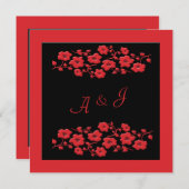 Invitation au Monogramme de pavot noir et rouge (Devant / Derrière)