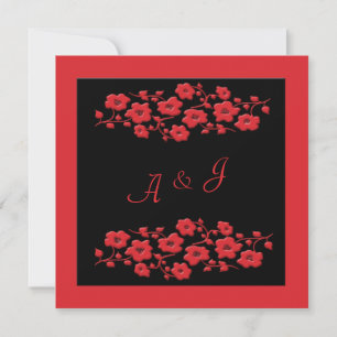 Invitation au Monogramme de pavot noir et rouge