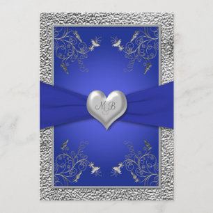 Invitation au monogramme en bleu de cobalt et en e